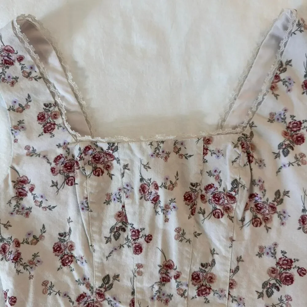 White and pink floral corset